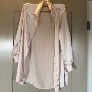 Astars long satin shirt S cream